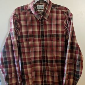 Lucky Brand Charcoal, Cream, and Red Plaid Shirt